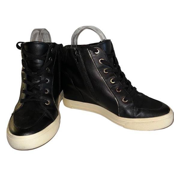Aldo Black Wedge Sneaker Size 9 - Picture 1 of 12